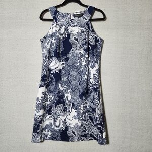 Perceptions New York Size 10 Elegant Navy and White Paisley Mini Dress